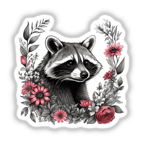 Raccoon Portrait Floral Accents PA65