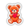 Cute Valentine's Day Teddy Bear cartoon holding a heart, available as stickers or digital artwork, perfect for adding charm to your collection from Decal Venue.