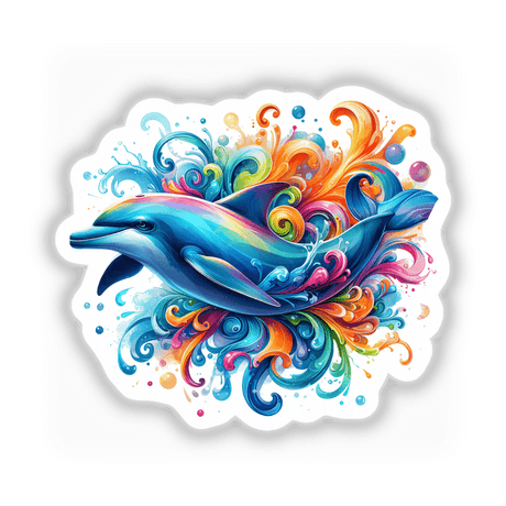Vivid Watercolor Dolphin Swirls