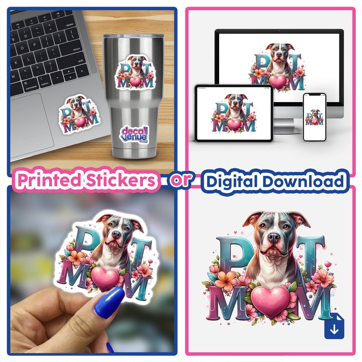 Floral Pit Mom Pitbull Dog