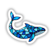 Whale Stained Glass Style illustration, offered as stickers or digital artwork, showcases a creative blue whale design with a white border, embodying Decal Venue's unique artistic flair.