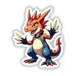 Dino Fighter - Cretaceous Crusher: Cartoon dragon illustration featuring dynamic poses and expressive features, available as unique vinyl stickers or digital artwork from Decal Venue.