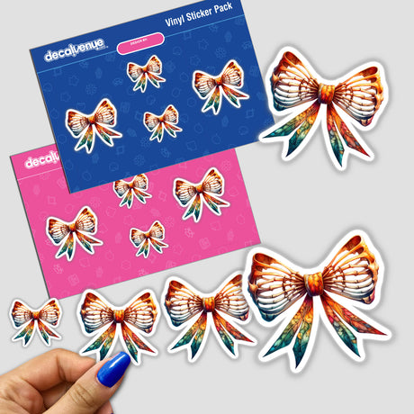 Skeleton Coquette Bow sticker pack featuring various bow designs, perfect for decorating notebooks, laptops, or as digital artwork.