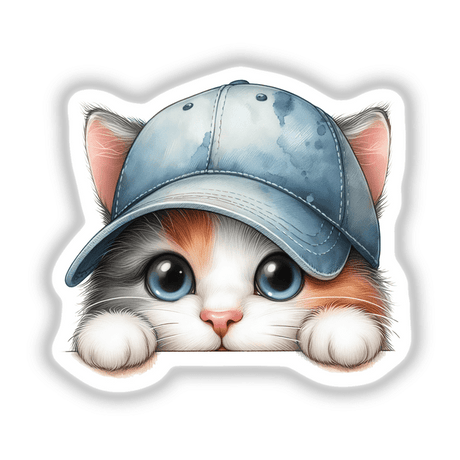 Peeking Kitty Cat Denim Baseball Cap