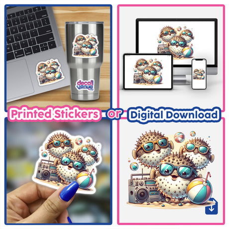 Puffer Fish Beach Party Sunglasses Boombox