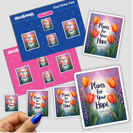 Fauvist Spring Snapdragon “Plans For Your Hope” Jeremiah 29:11 Sticker or Clipart, featuring intricate floral designs and text, available as stickers or digital artwork from Decal Venue.