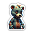 A Macabre Scary Bear cartoon sticker or digital artwork, featuring a bear with blood detailing, sharp teeth, and vivid eyes, capturing a unique, artistic horror theme.
