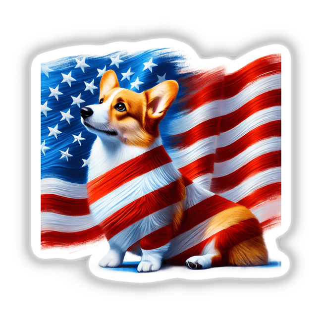 Patriotic Corgi Dog American Flag Stars Stripes