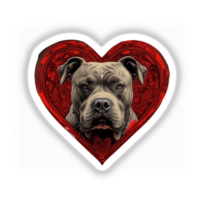 Pitbull Heart Clipart | Dog Lover Sticker or Commercial Use Download: Illustration of a dog's face within a heart shape, highlighting its nose and eye, perfect for stickers or digital art.