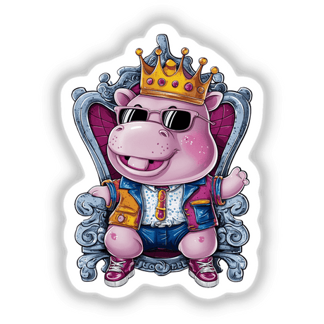 Hippo Sitting on Throne Wearing Crown