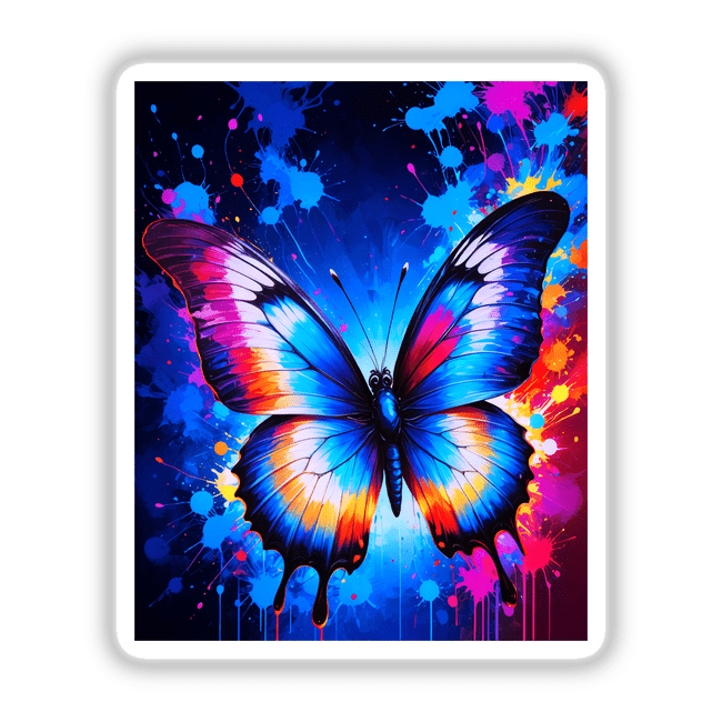 A Pretty Colorful Butterfly sticker or digital artwork, showcasing a vibrant butterfly with intricate wing patterns, perfect for adding unique flair to personal items or digital projects.