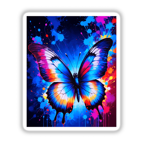 A Pretty Colorful Butterfly sticker or digital artwork, showcasing a vibrant butterfly with intricate wing patterns, perfect for adding unique flair to personal items or digital projects.