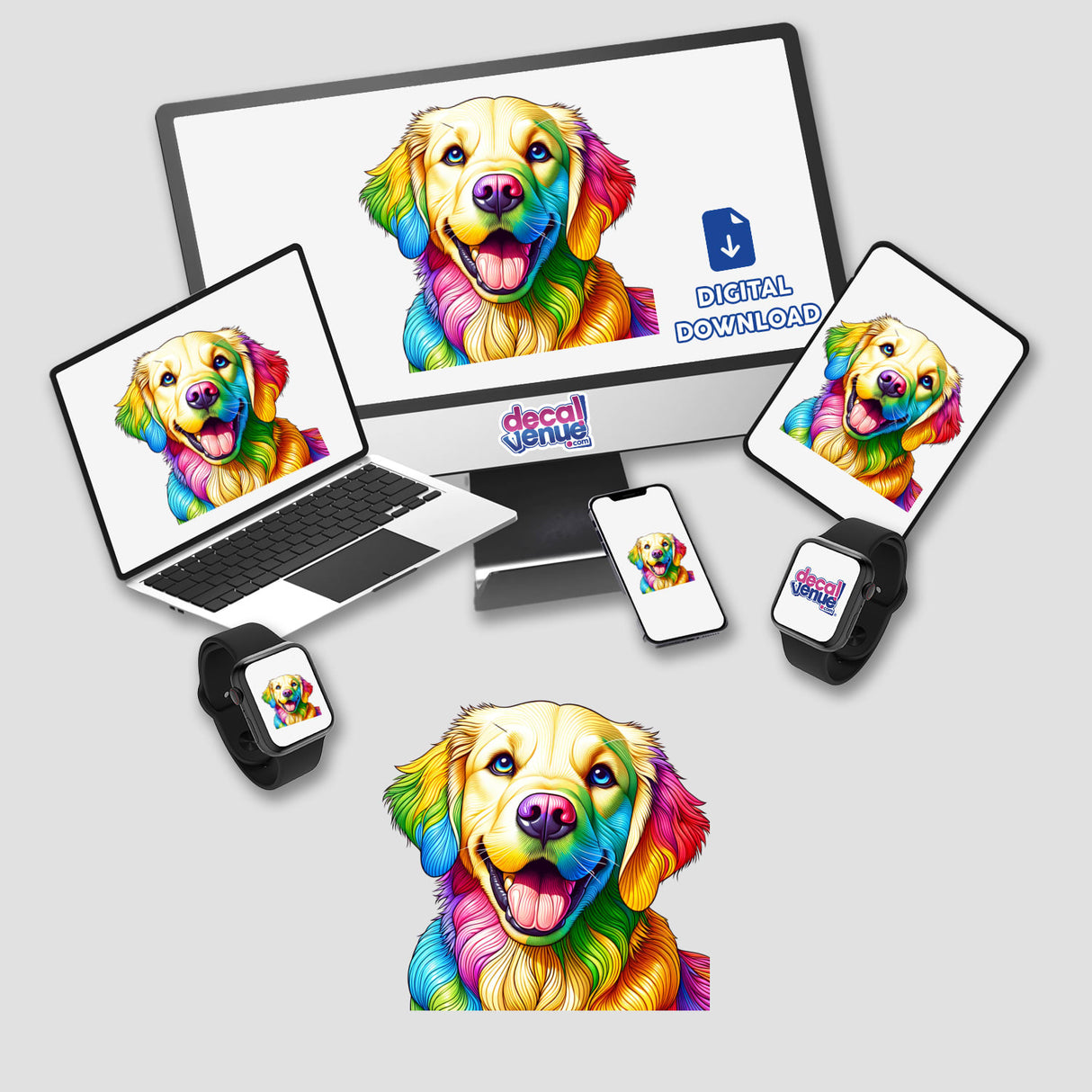 Rainbow Golden Retriever Dog Pride
