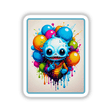 Splash Art Alien Invasion: Party Guy features a cartoon character surrounded by colorful balloons, available as stickers or digital artwork, embodying Decal Venue's unique artistic flair.