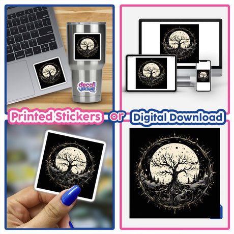 Tree of Life design available as stickers or digital artwork, showcasing intricate branches and roots, reflecting Decal Venue's unique vinyl sticker and digital art offerings.