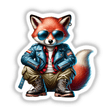 Cartoon fox in aviator sunglasses and leather jacket, titled Patriotic Leather Fox Aviator Sunglasses. Available as stickers or digital artwork from Decal Venue.