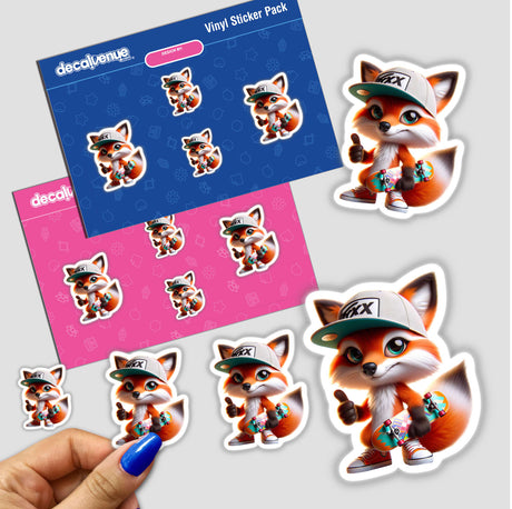 Cute Fox Holding Skateboard