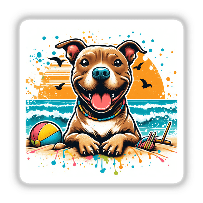 Peeking Pitbull Dog on Beach