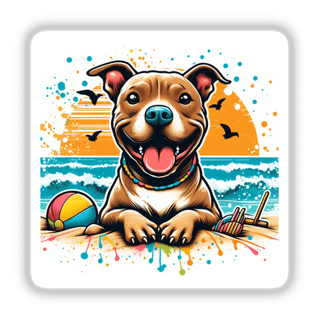 Peeking Pitbull Dog on Beach