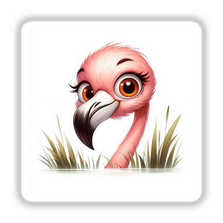 Peeking Watercolor Baby Flamingo Bird