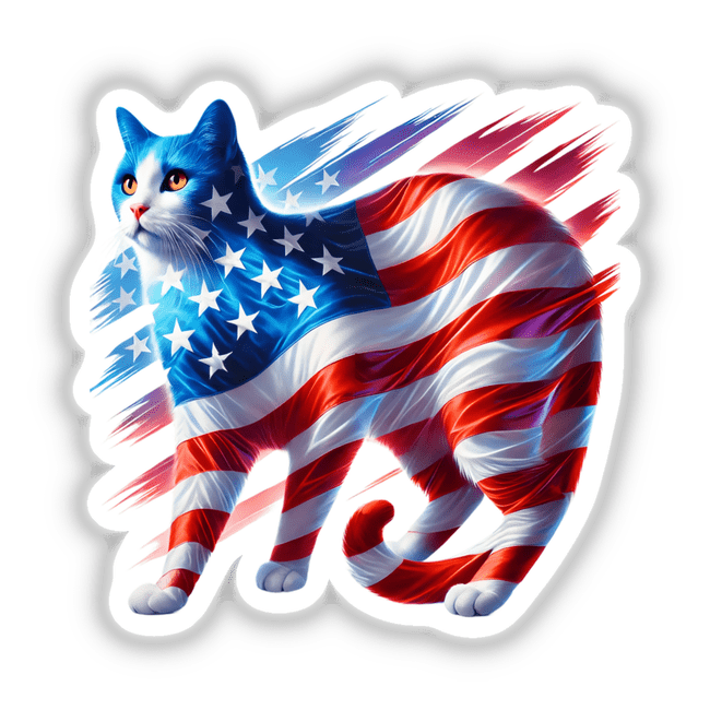 Patriotic Cat American Flag Stars Stripes