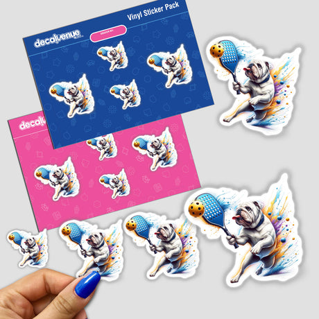 Bulldog Dog Playing Pickleball