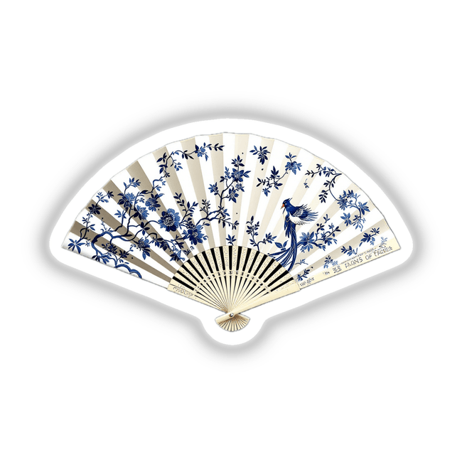 Chinoiserie Fan depicted as an intricately designed hand fan, available as stickers or digital artwork, highlighting its decorative appeal.