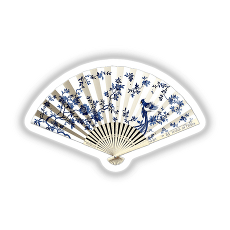 Chinoiserie Fan depicted as an intricately designed hand fan, available as stickers or digital artwork, highlighting its decorative appeal.