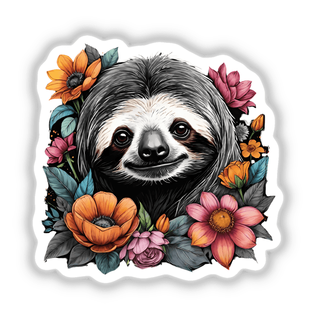 Sloth Portrait Floral Accents PA54