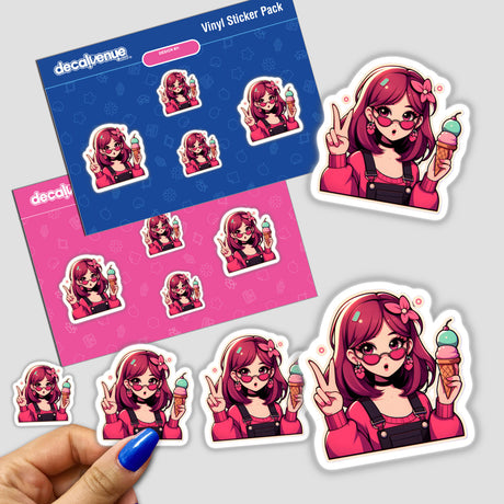 Girl ice cream artwork featuring a whimsical illustration of a girl with an ice cream cone, available as stickers or digital art, reflecting Decal Venue's unique style in vinyl and digital formats.