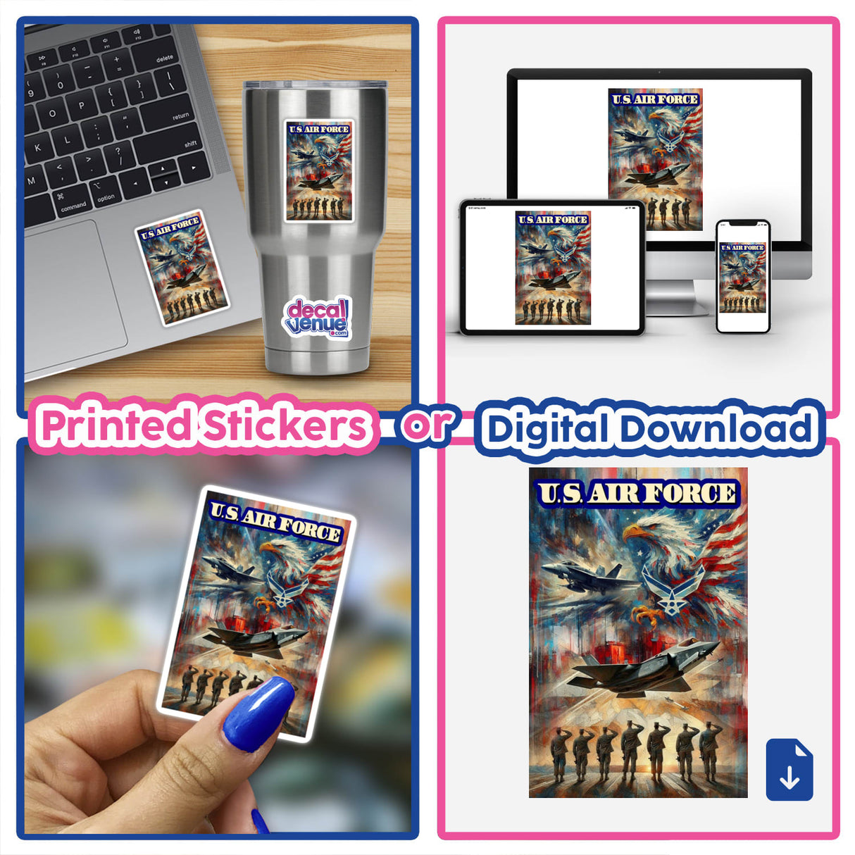 Air Force 1 design available as stickers or digital artwork, showcasing sleek lines and dynamic style, reflecting Decal Venue's unique vinyl sticker and digital art offerings.
