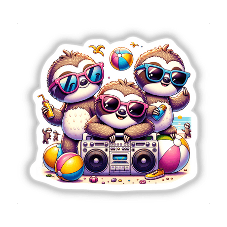 Sloth Beach Party Sunglasses Boombox