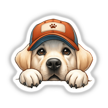 Peeking Labrador Dog Retriever Pawprint Baseball Cap