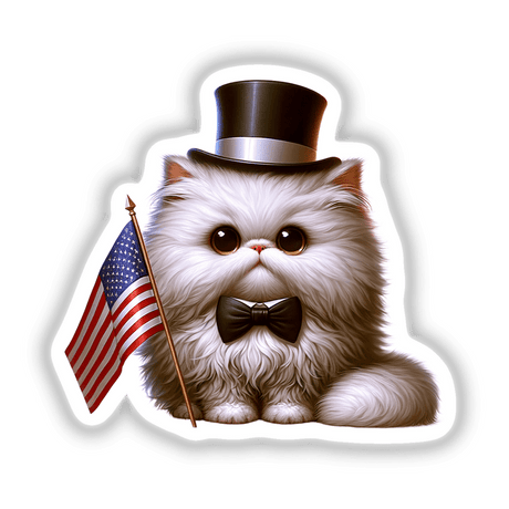 Persian Cat with American Flag