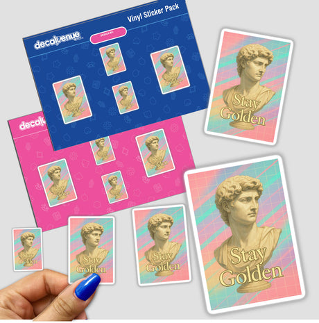 Stay Golden Renaissance Y2K Sticker or Clipart with Commercial Rights features an inspirational art fusion, ideal for unique vinyl decals or digital art, reflecting Decal Venue's creative ethos.