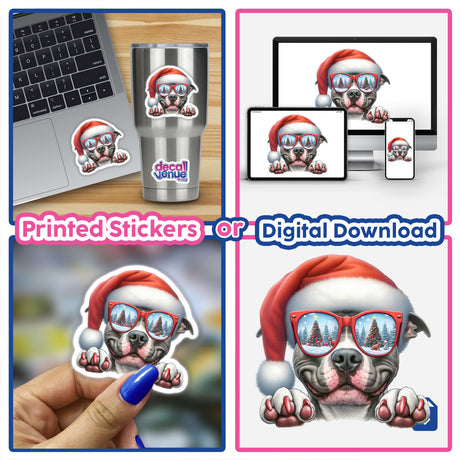 Winter Sunglasses Christmas Santa Pitbull Dog II