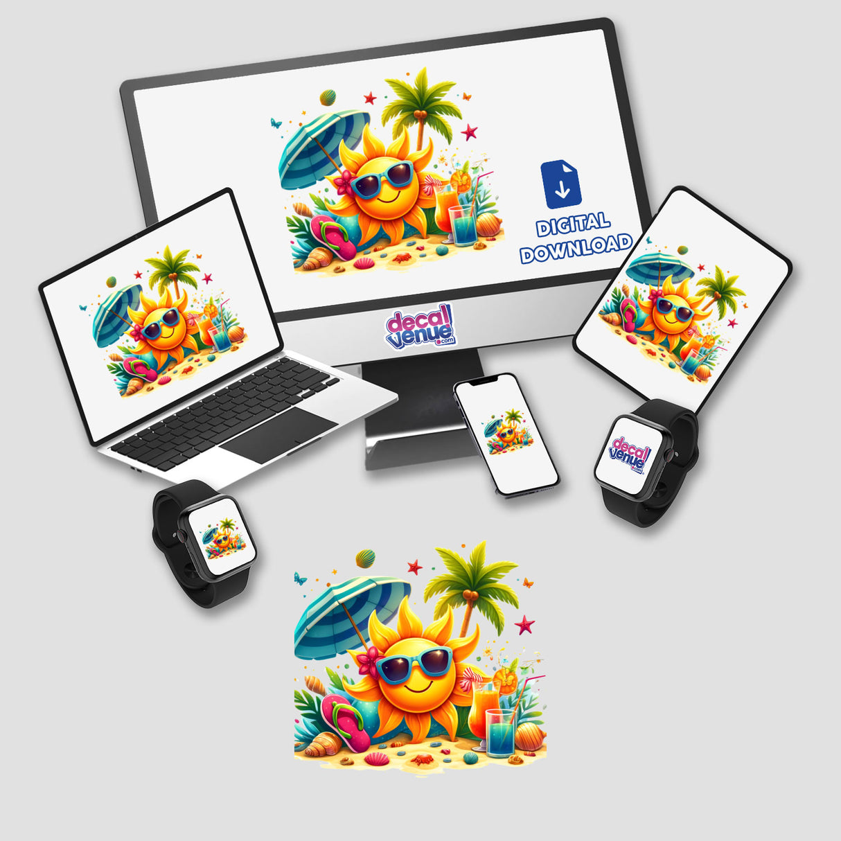 Vibrant Summer Beach Theme Sun