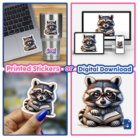 Raccoon With Reading Glasses Open Book