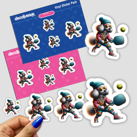 Hipster Poodle Dog Playing Pickleball