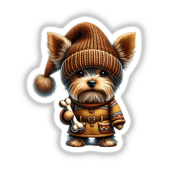 Yorkshire Terrier Gnome with Dog Bone