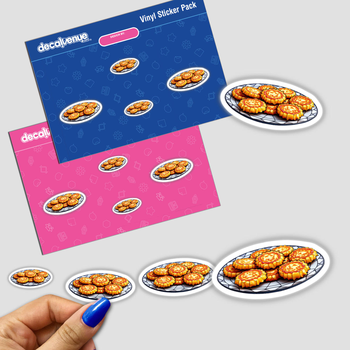 Latke Platter Stained Glass Style stickers featuring cookie designs, perfect for adding a unique touch to your collection. Available as both stickers and digital artwork.