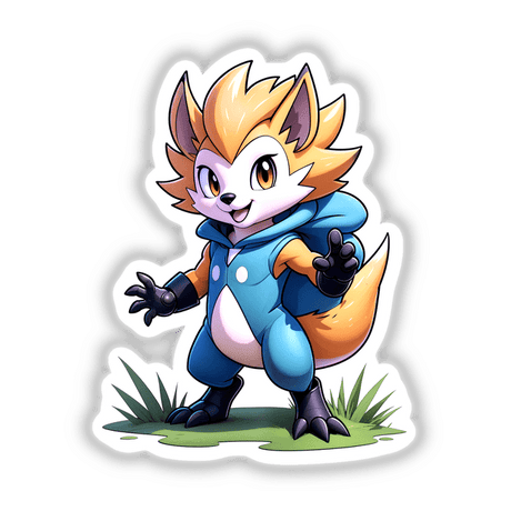 Furry Fighter - Spike Fury The Hedgehog cartoon character in a blue hoodie, available as stickers or digital artwork, showcasing unique design elements from Decal Venue's collection.