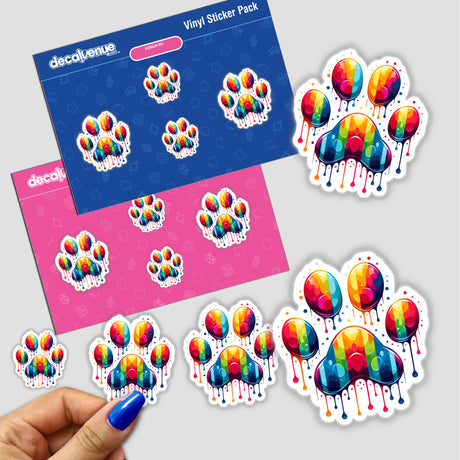 Rainbow Dog Paw Print Dripping Pride