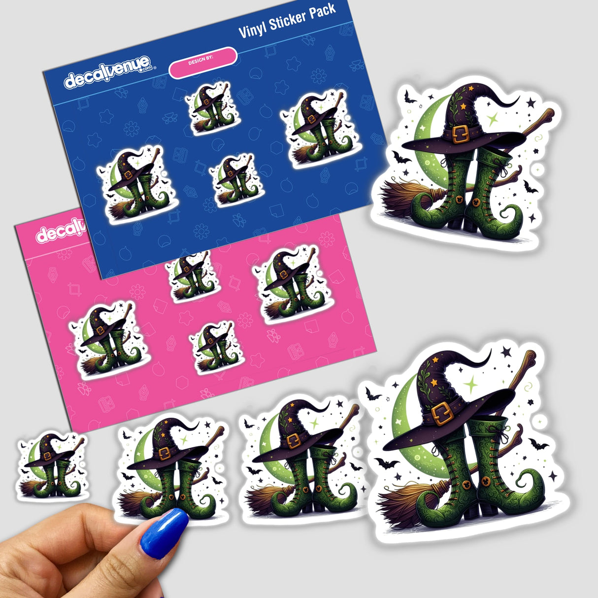 Green Witch Boots Broom Stick and Hat