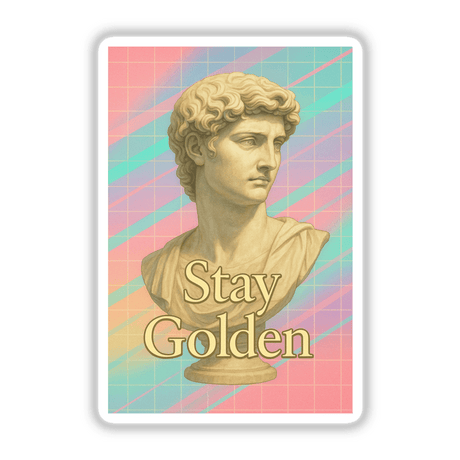 Stay Golden Renaissance Y2K Sticker or Clipart features a fusion of inspirational art elements, available as stickers or digital artwork, highlighting a unique aesthetic from Decal Venue's collection.