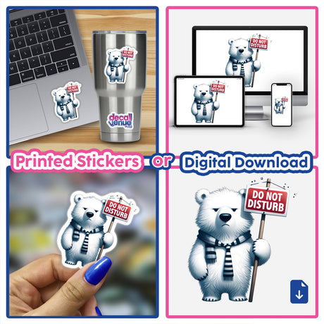 Grumpy Polar Bear Holding Do Not Disturb Sign