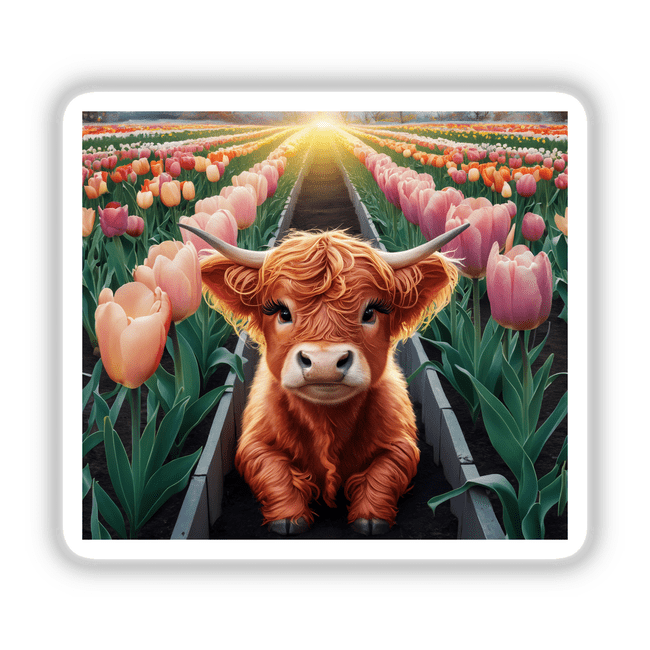 Highland Cow Tulip Garden
