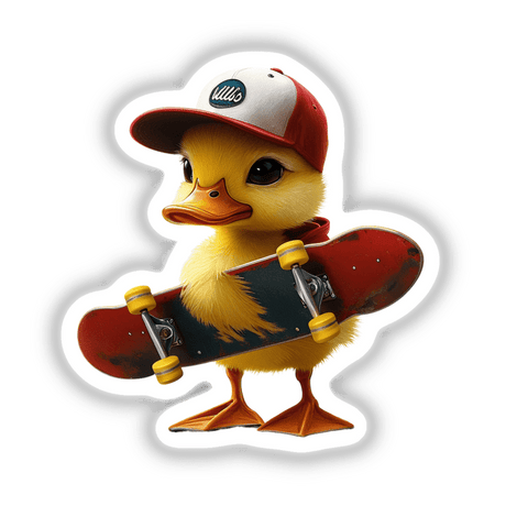 Cute Duck Holding Skateboard