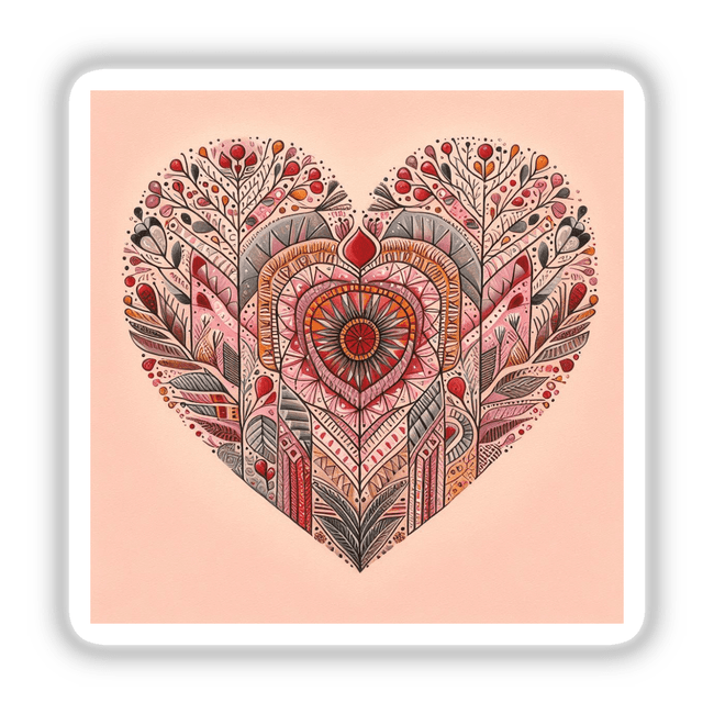 a painting of a heart with leaves and flowers