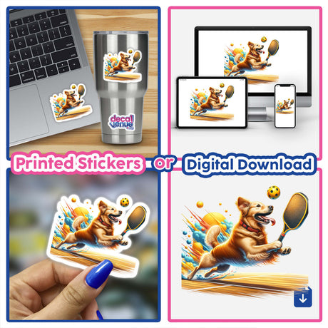 Golden Retriever Dog Playing Pickleball